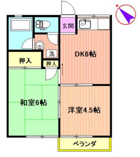 エメラルドハイツ(2DK/2階)の間取り写真