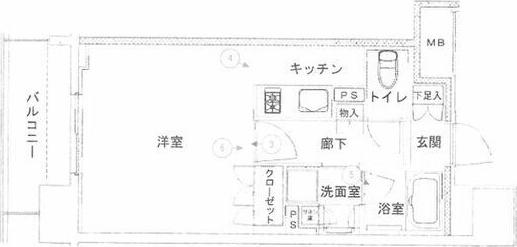 オープンレジデンシア金山THE COURT(ワンルーム/8階)の間取り写真