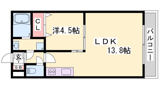 アーバン・フラッツ加西(1LDK/2階)の間取り写真