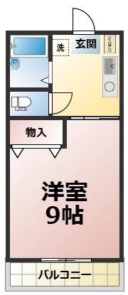 ドミールN竹原(1K/3階)の間取り写真