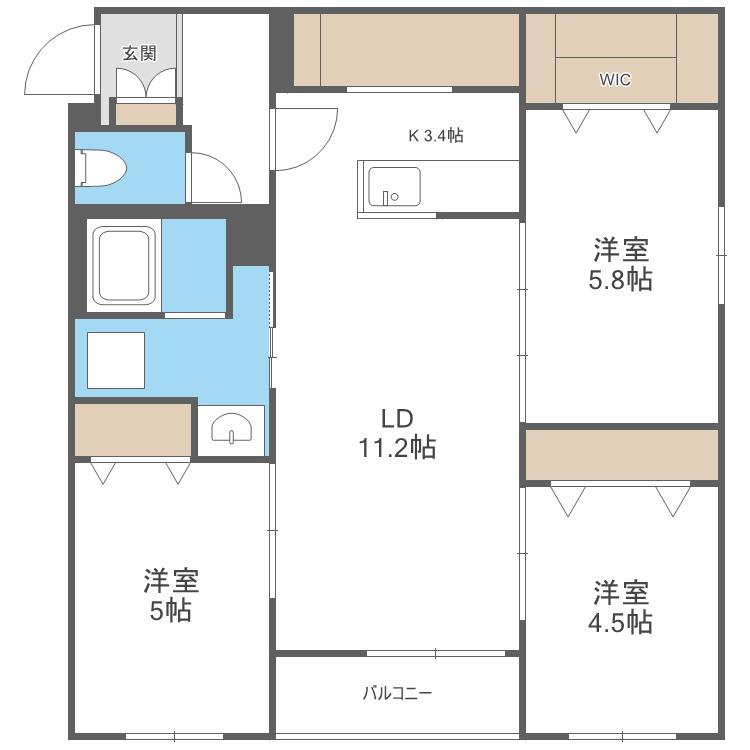 インフィニティN22E1(3LDK/1階)の間取り写真
