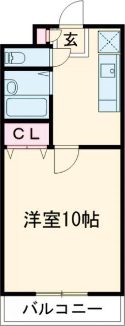 パームクレスト(1K/2階)の間取り写真