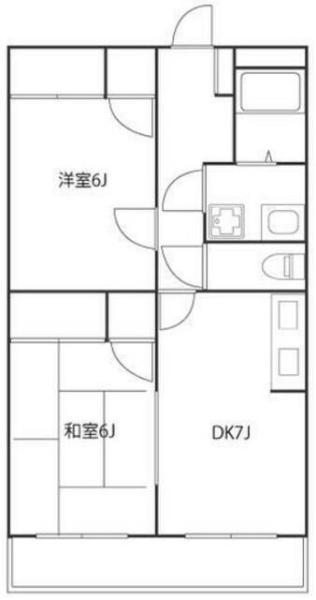 リバーサイド西八王子(2DK/3階)の間取り写真