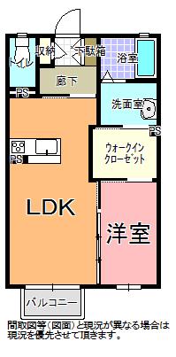 ラ・ドーヴィル(1LDK/1階)の間取り写真
