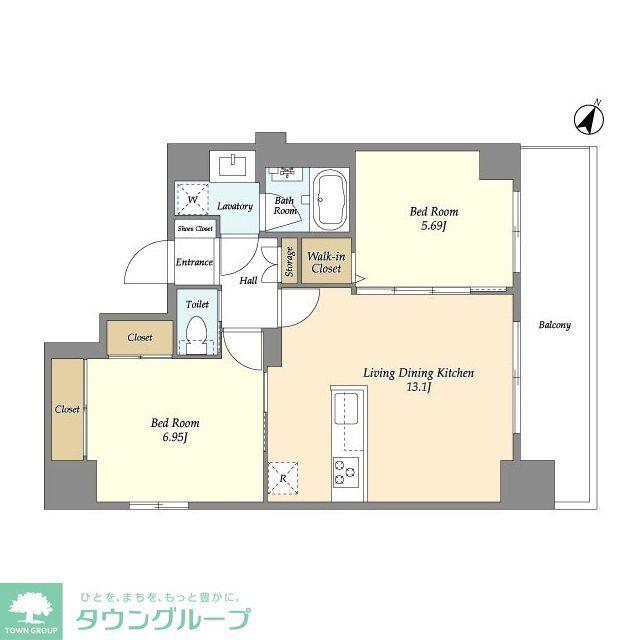 グラン千代田岩本町(2LDK/12階)の間取り写真