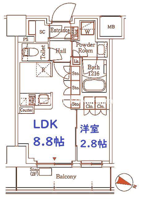 パークアクシス横浜阪東橋(1LDK/6階)の間取り写真