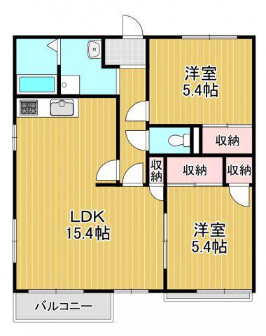 リバティハイツ(2LDK/2階)の間取り写真
