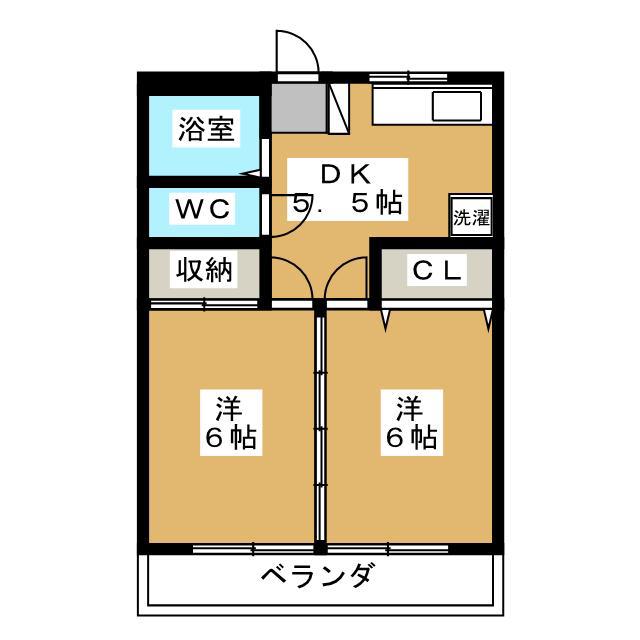 ワタナベハイム(2DK/3階)の間取り写真