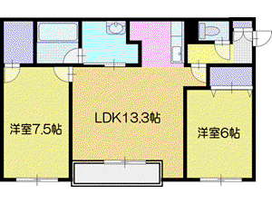 GARDENSII(2LDK/2階)の間取り写真