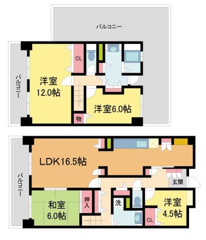 ユニベール宝塚(4LDK/6階)の間取り写真