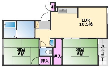 メゾンヴィオラ(2LDK/2階)の間取り写真