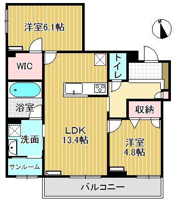 ミライエ・シリウス サウス(2LDK/3階)の間取り写真