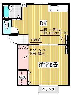 L HOUSE(1DK/2階)の間取り写真