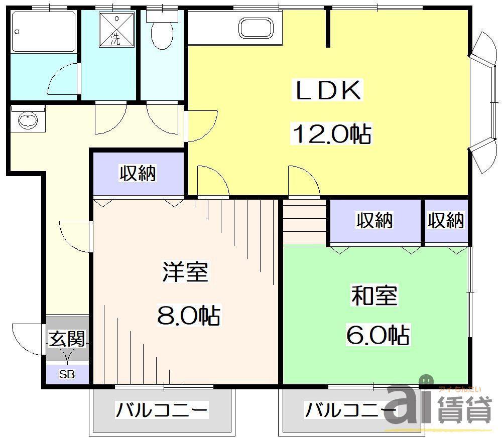 Lパレス立川(2LDK/1階)の間取り写真