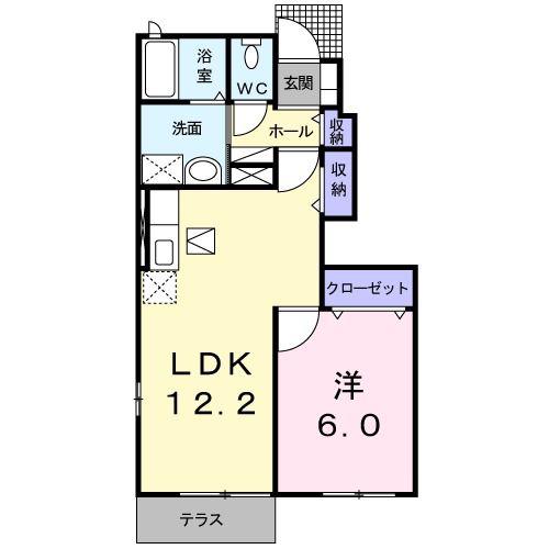 リアン・ロジュマンA(1LDK/1階)の間取り写真