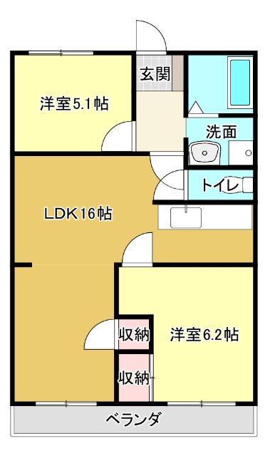 SUN HEIGHTS(2LDK/4階)の間取り写真