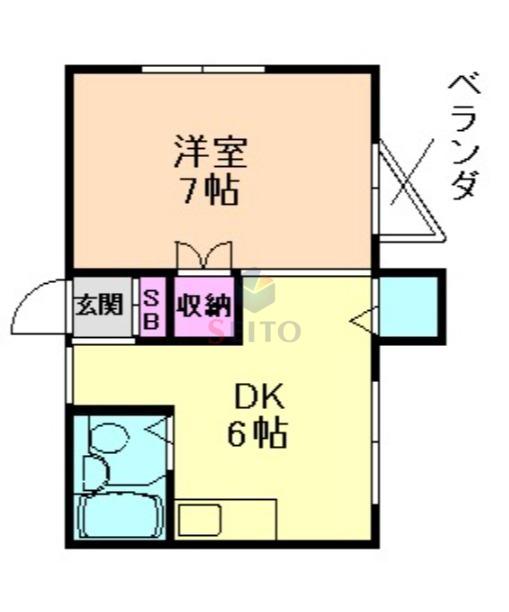 アゼリアマンション(1DK/3階)の間取り写真