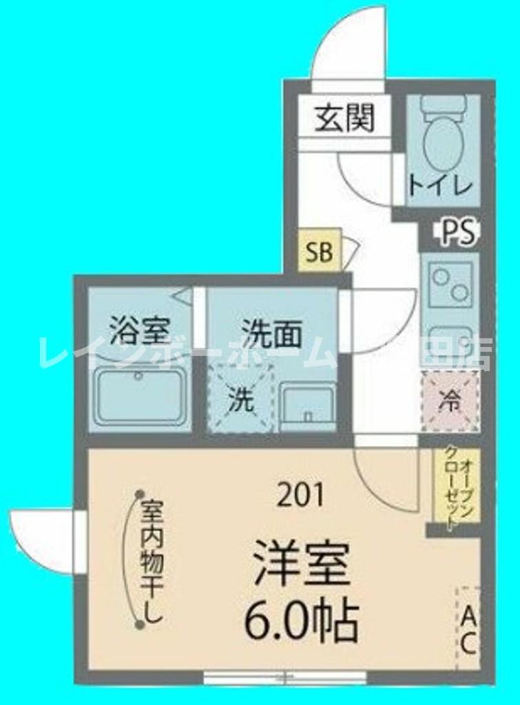カインドネス横浜中山(1K/2階)の間取り写真