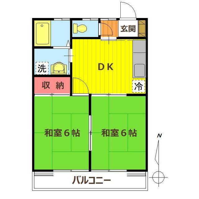 サンライズハイツ(2DK/2階)の間取り写真