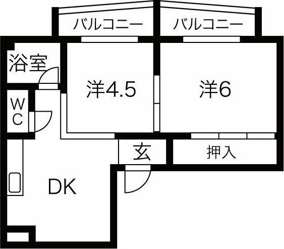 メゾン中島(2DK/1階)の間取り写真