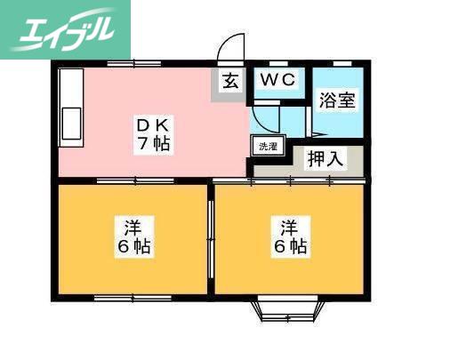 シャトル日和屋(2DK/1階)の間取り写真