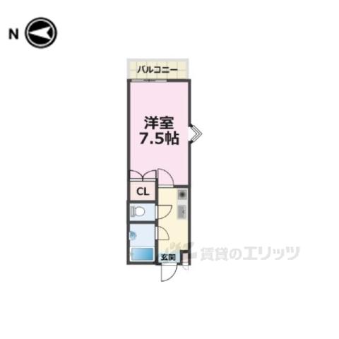 サンダ館Ⅱ(1K/1階)の間取り写真
