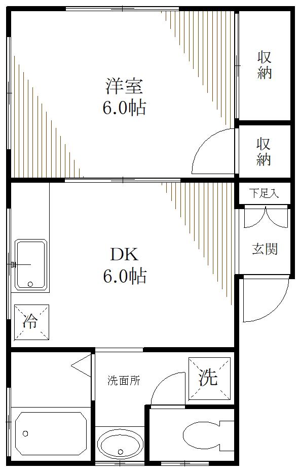 蓮田ビル(1DK/3階)の間取り写真