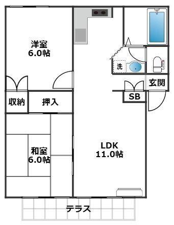 ハイムグリーンアクセス(2LDK/1階)の間取り写真