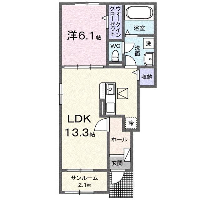 ルシエ―ル(1LDK/1階)の間取り写真