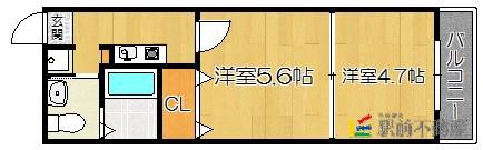 CASAMENTO SOLEIIIカー(2K/2階)の間取り写真