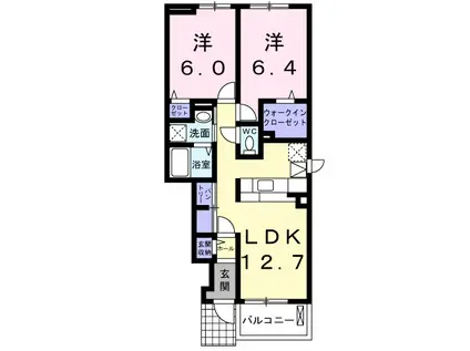 パレ・アルカンシェルVI(2LDK/1階)の間取り写真