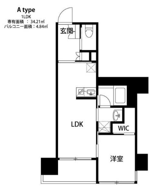 THE天神シティ(1LDK/7階)の間取り写真