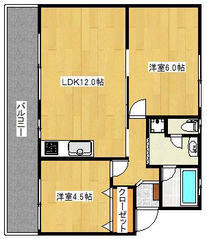 ユートピア葛原(2LDK/2階)の間取り写真
