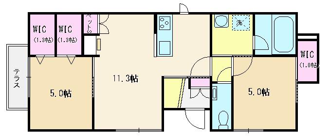 IMI HAUS(2LDK/1階)の間取り写真