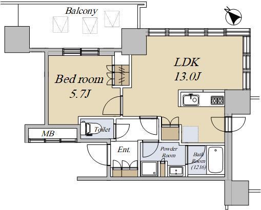 BRILLIA TOWER 浜離宮(1LDK/9階)の間取り写真