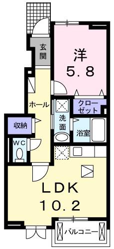 フェリースⅠ(1LDK/1階)の間取り写真