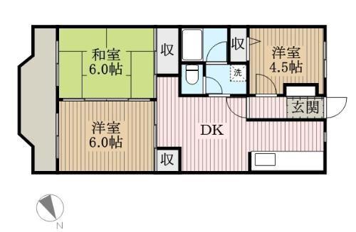 グレープ・パル(3DK/3階)の間取り写真