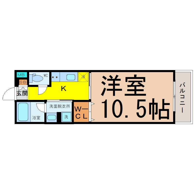 HIBINO RISE(1K/6階)の間取り写真