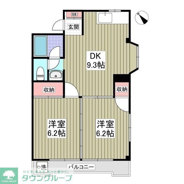 マンション相川(2DK/2階)の間取り写真