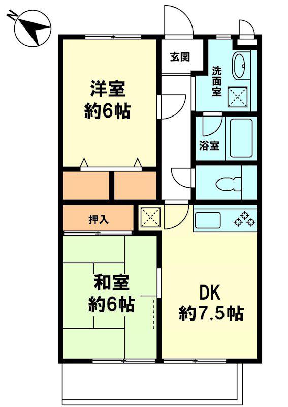 パークサイド南草津(2DK/2階)の間取り写真