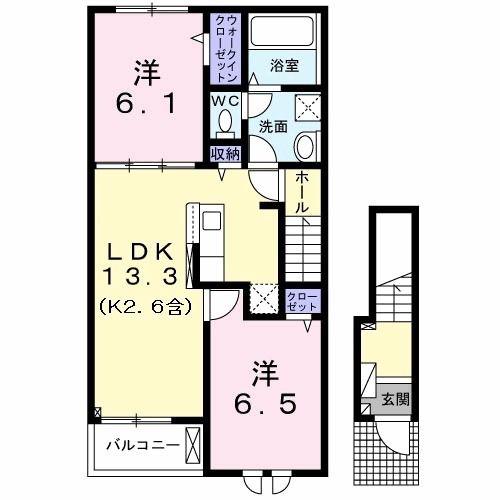 ブルーム(2LDK/2階)の間取り写真