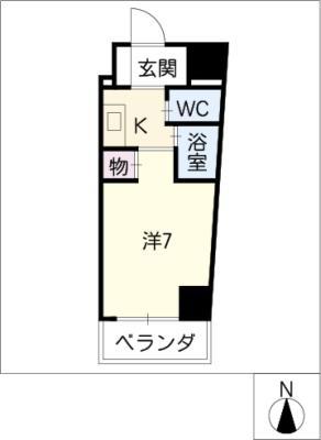 パルスII上前津(1K/4階)の間取り写真