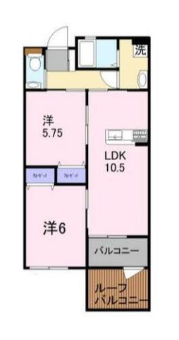 ＪＲ青梅線 拝島駅 徒歩9分 2階建 築10年(2LDK/2階)の間取り写真