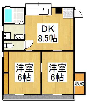 アーバンハイツ(2DK/1階)の間取り写真