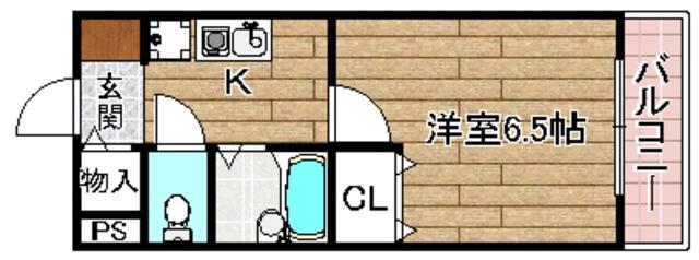プレリュード津之江(1K/2階)の間取り写真