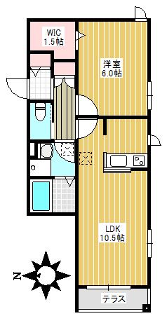 メゾン シェモワI(1LDK/1階)の間取り写真