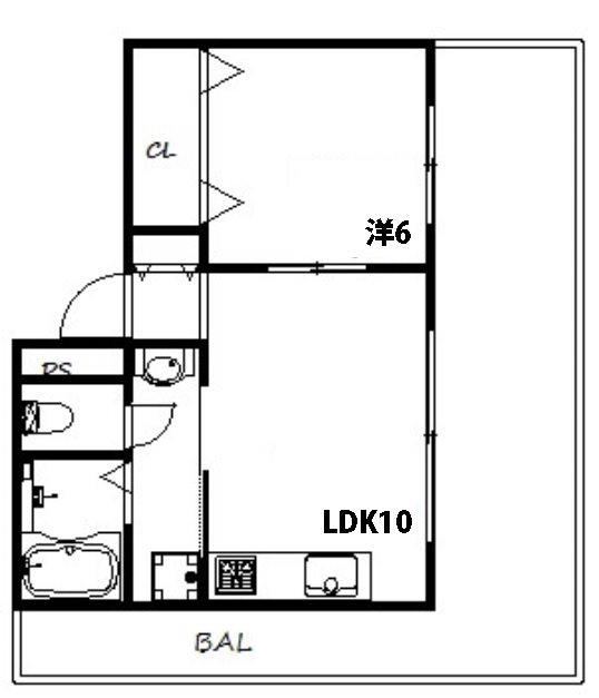 グリーンヒル山本通(1LDK/3階)の間取り写真