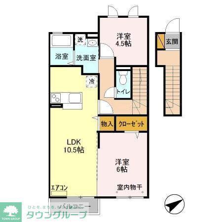グランシャリオB(2LDK/2階)の間取り写真