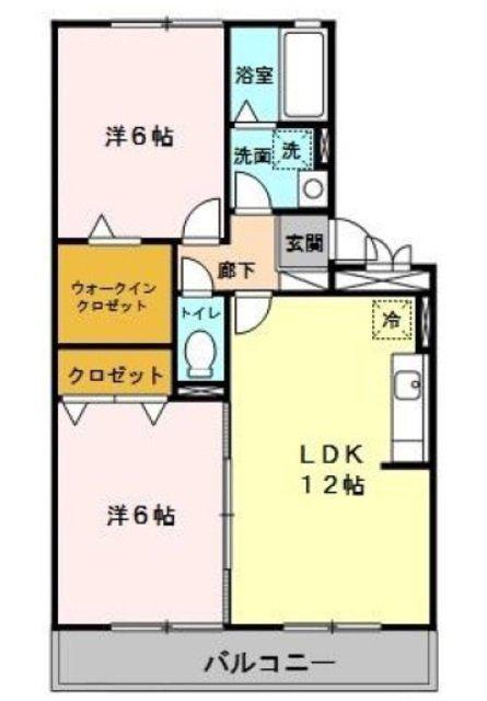 ハーヴェストヒルズ A棟(2LDK/1階)の間取り写真
