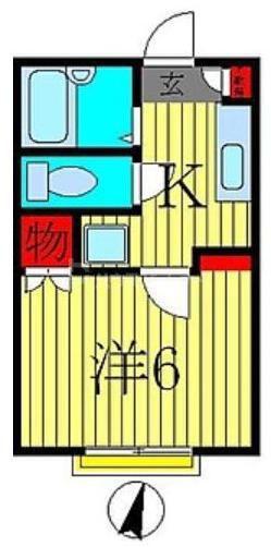 フローラ八潮(1K/2階)の間取り写真